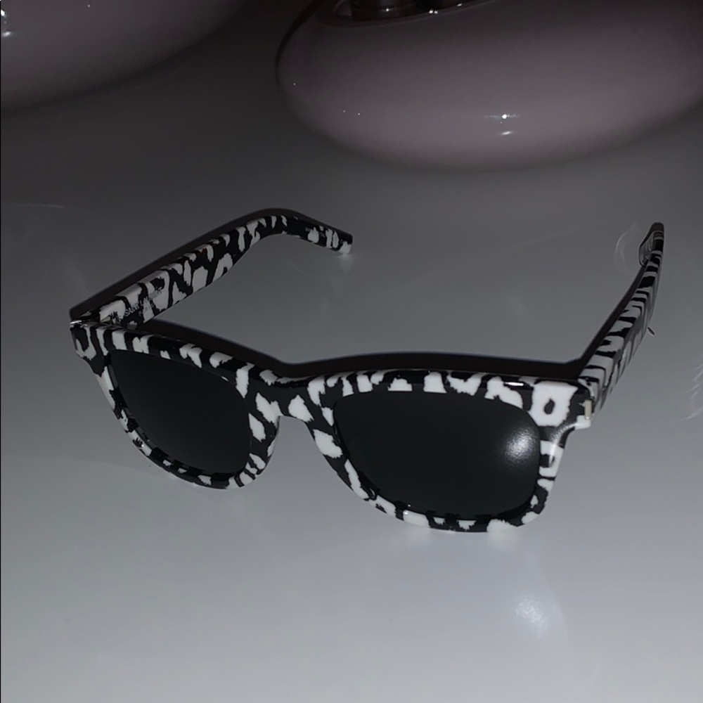 Saint Laurent Sunglasses Black White Cheetah YSL